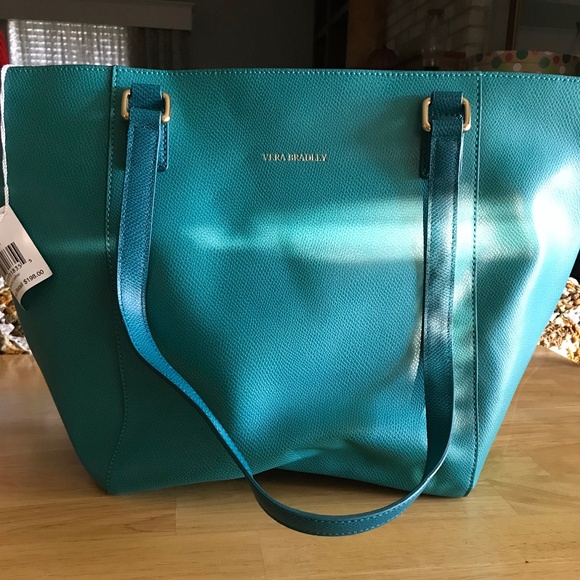 NWT VERA BRADLEY SMALL ELLA TOTE IN TURQUOISE - Picture 3 of 8